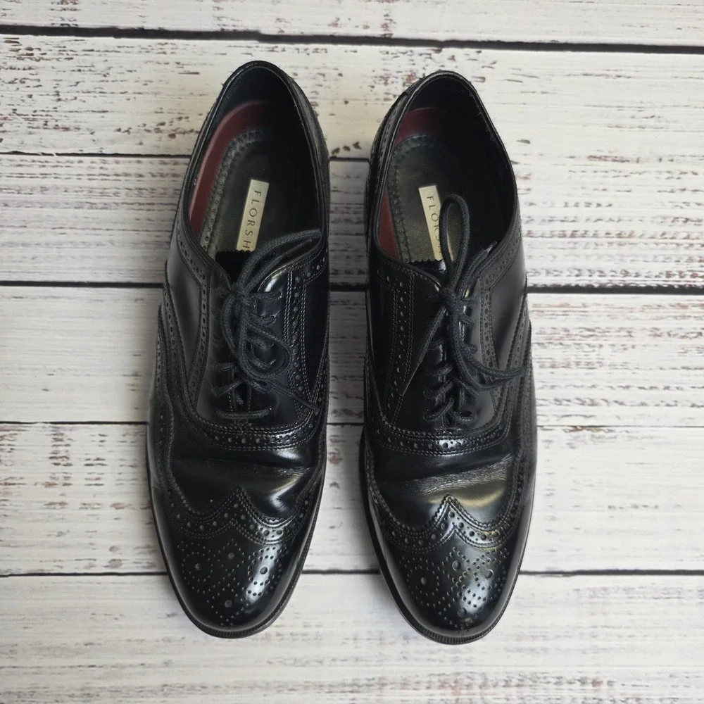 Florsheim Shoes Men's Black Leather Brogue Oxford Wingtip 20381‎ Size 9 1/2 D